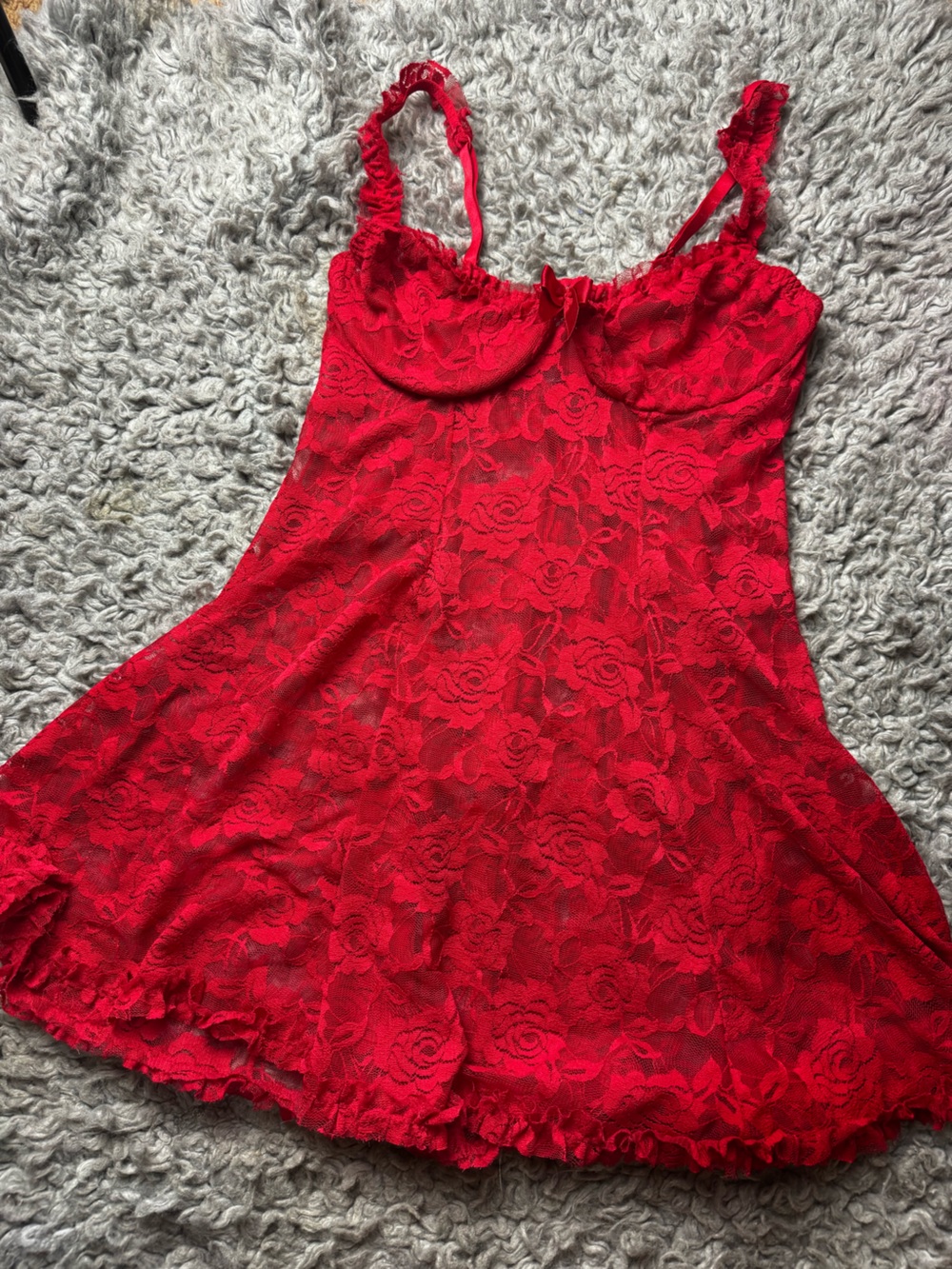 Jessica Simpson Scarlet Red Floral Lace Chemise